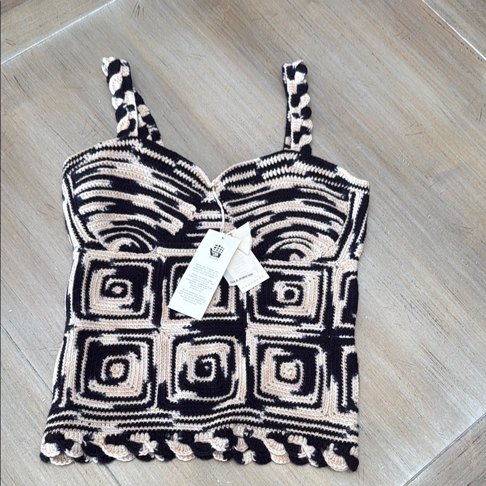 Ulla Johnson Lucia Top Zebra. Handmade! Never worn! Black and Cream